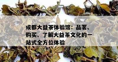 成都大益茶体验馆：品茗、购买、了解大益茶文化的一站式全方位体验