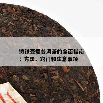 铸铁壶煮普洱茶的全面指南：方法、窍门和注意事项