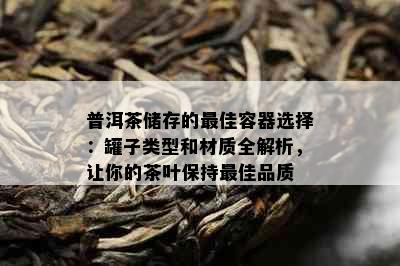 普洱茶储存的更佳容器选择：罐子类型和材质全解析，让你的茶叶保持更佳品质