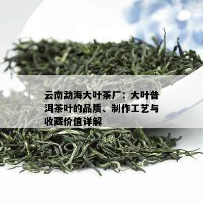 云南勐海大叶茶厂：大叶普洱茶叶的品质、制作工艺与收藏价值详解