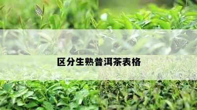 区分生熟普洱茶表格