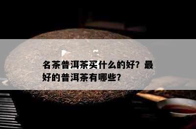 名茶普洱茶买什么的好？更好的普洱茶有哪些？