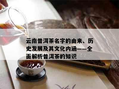 云南普洱茶名字的由来、历史发展及其文化内涵——全面解析普洱茶的知识