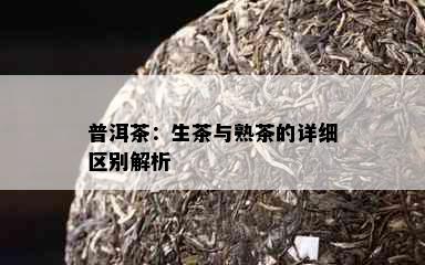 普洱茶：生茶与熟茶的详细区别解析