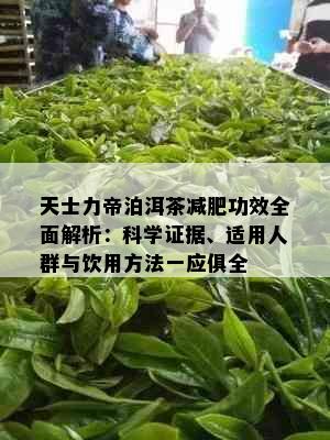 天士力帝泊洱茶减肥功效全面解析：科学证据、适用人群与饮用方法一应俱全