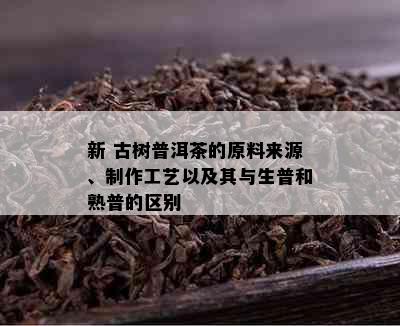 新 古树普洱茶的原料来源、制作工艺以及其与生普和熟普的区别