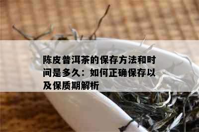 陈皮普洱茶的保存方法和时间是多久：如何正确保存以及保质期解析