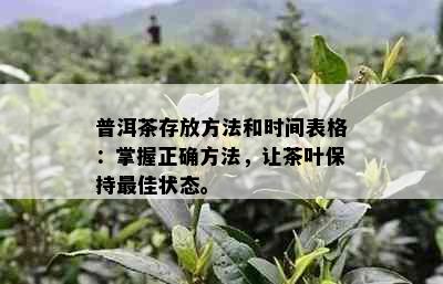 普洱茶存放方法和时间表格：掌握正确方法，让茶叶保持更佳状态。