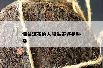 懂普洱茶的人喝生茶还是熟茶