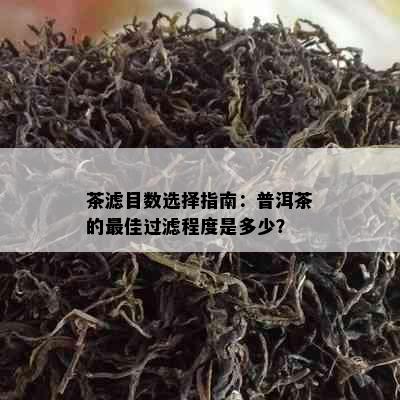 茶滤目数选择指南：普洱茶的更佳过滤程度是多少？