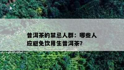 普洱茶的禁忌人群：哪些人应避免饮用生普洱茶？