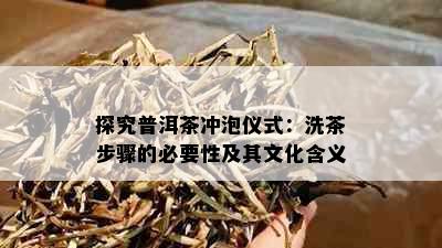 探究普洱茶冲泡仪式：洗茶步骤的必要性及其文化含义