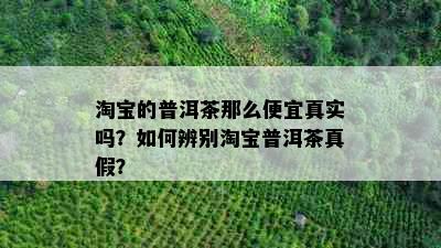 淘宝的普洱茶那么便宜真实吗？如何辨别淘宝普洱茶真假？