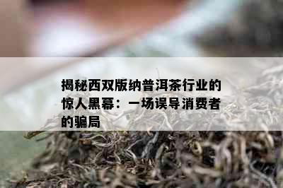 揭秘西双版纳普洱茶行业的惊人黑幕：一场误导消费者的骗局