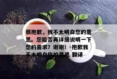 很抱歉，我不太明白您的意思。您能否再详细说明一下您的需求？谢谢！-抱歉我不太明白你的意思 翻译