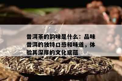 普洱茶的韵味是什么：品味普洱的独特口感和味道，体验其深厚的文化底蕴