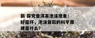 新 探究普洱茶泡沫现象：好是坏，泡沫背后的科学原理是什么？