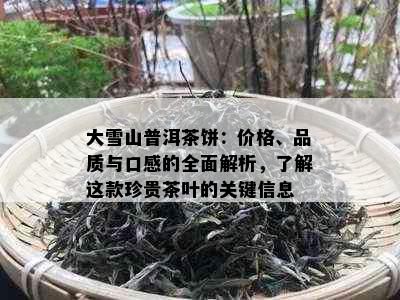 大雪山普洱茶饼：价格、品质与口感的全面解析，了解这款珍贵茶叶的关键信息