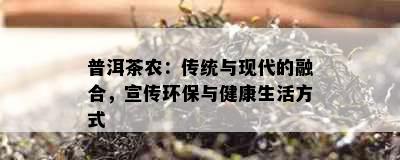 普洱茶农：传统与现代的融合，宣传环保与健康生活方式