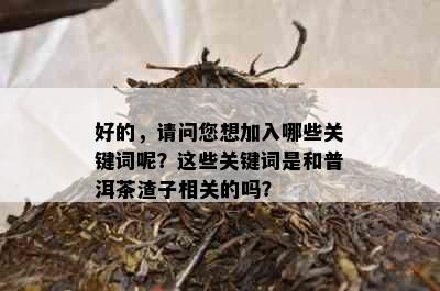 好的，请问您想加入哪些关键词呢？这些关键词是和普洱茶渣子相关的吗？