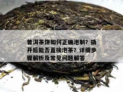 普洱茶饼如何正确泡制？撬开后能否直接泡茶？详细步骤解析及常见问题解答