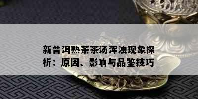 新普洱熟茶茶汤浑浊现象探析：原因、影响与品鉴技巧