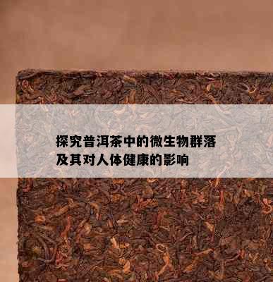 探究普洱茶中的微生物群落及其对人体健康的影响