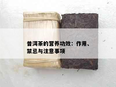 普洱茶的营养功效：作用、禁忌与注意事项