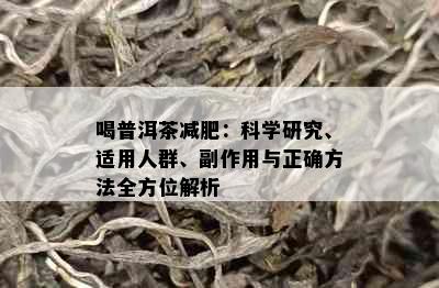 喝普洱茶减肥：科学研究、适用人群、副作用与正确方法全方位解析