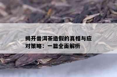 揭开普洱茶造假的真相与应对策略：一篇全面解析