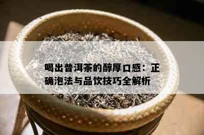 喝出普洱茶的醇厚口感：正确泡法与品饮技巧全解析