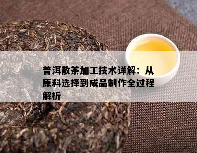 普洱散茶加工技术详解：从原料选择到成品制作全过程解析