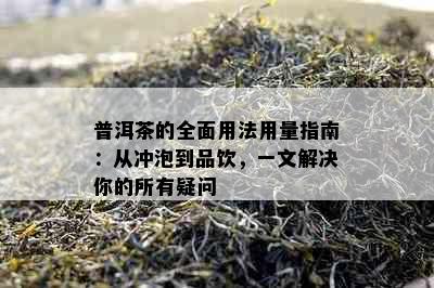 普洱茶的全面用法用量指南：从冲泡到品饮，一文解决你的所有疑问