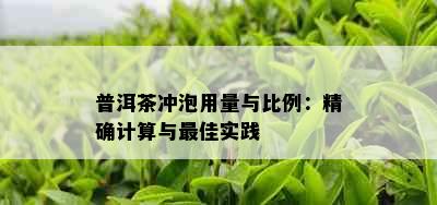 普洱茶冲泡用量与比例：精确计算与更佳实践