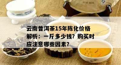 云南普洱茶15年陈化价格解析：一斤多少钱？购买时应注意哪些因素？