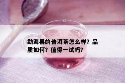 勐海县的普洱茶怎么样？品质如何？值得一试吗？