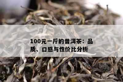 100元一斤的普洱茶：品质、口感与性价比分析