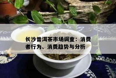 长沙普洱茶市场调查：消费者行为、消费趋势与分析