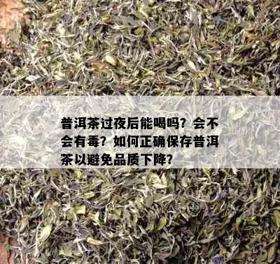 普洱茶过夜后能喝吗？会不会有？如何正确保存普洱茶以避免品质下降？