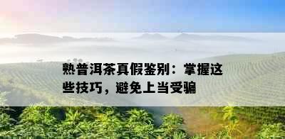 熟普洱茶真假鉴别：掌握这些技巧，避免上当受骗