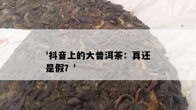 '抖音上的大普洱茶：真还是假？'