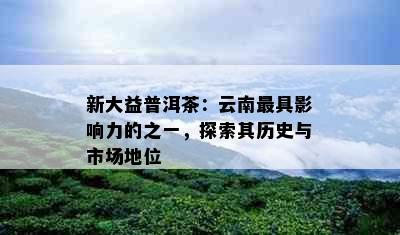 新大益普洱茶：云南更具影响力的之一，探索其历史与市场地位