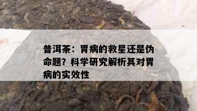 普洱茶：胃病的救星还是伪命题？科学研究解析其对胃病的实效性