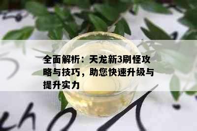 全面解析：天龙新3刷怪攻略与技巧，助您快速升级与提升实力