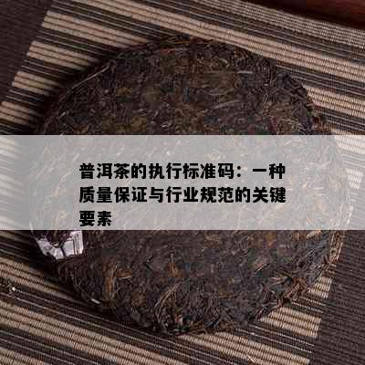 普洱茶的执行标准码：一种质量保证与行业规范的关键要素