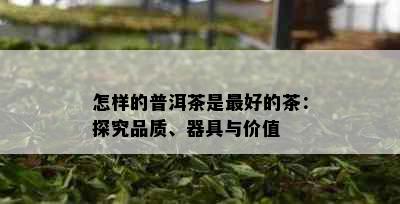 怎样的普洱茶是更好的茶：探究品质、器具与价值