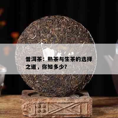 普洱茶：熟茶与生茶的选择之道，你知多少？