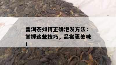 普洱茶如何正确泡发方法：掌握这些技巧，品尝更美味！