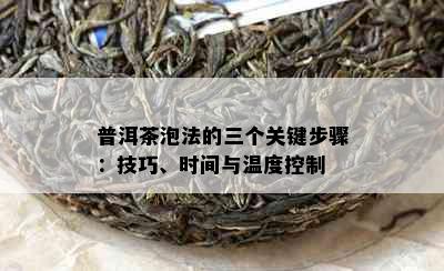 普洱茶泡法的三个关键步骤：技巧、时间与温度控制