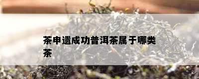 茶申遗成功普洱茶属于哪类茶